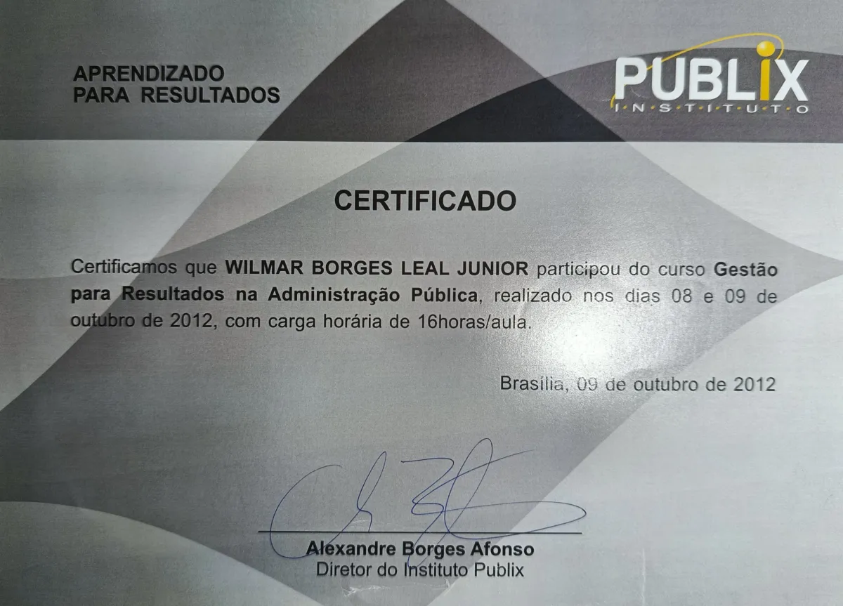 Curso Gestão Pública de Wilmar Borges Leal Junior