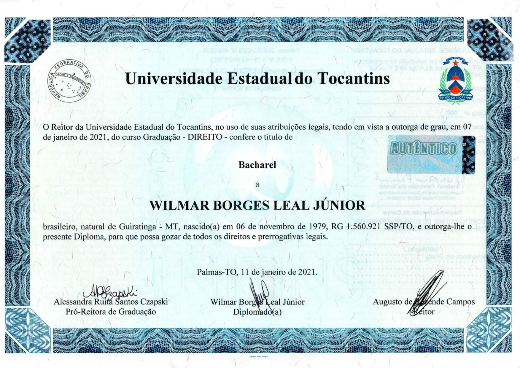 Curso de Graduação Bacharelado em Direito de Wilmar Borges Leal Junior