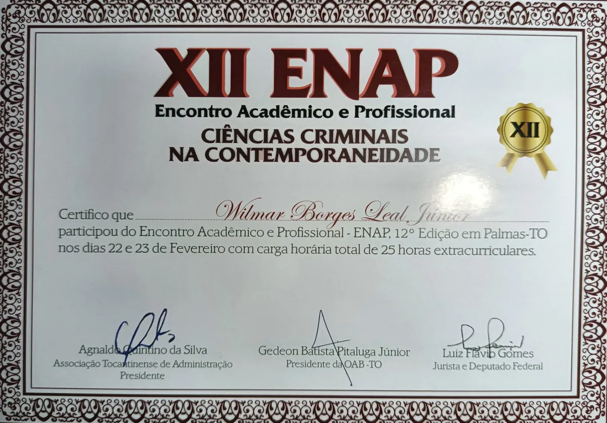 Encontro Encontro Acadêmico e Profissional CIÊNCIAS CRIMINAIS NA CONTEMPORANEIDADE de Wilmar Borges Leal Junior