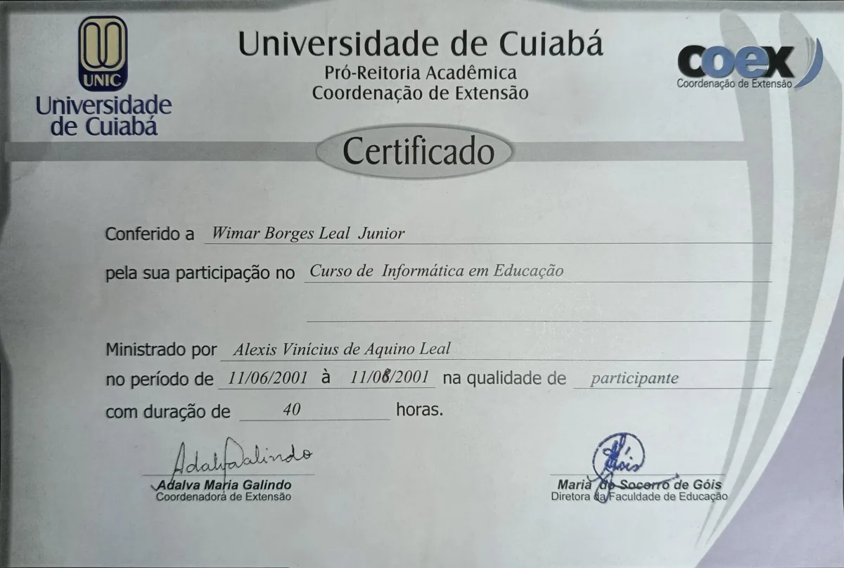 Curso Curso de Informática em Educação de Wilmar Borges Leal Junior