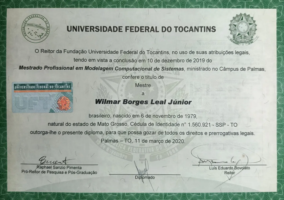 Mestrado Mestrado Profissional em Modelagem Computacional de Sistemas de Wilmar Borges Leal Junior