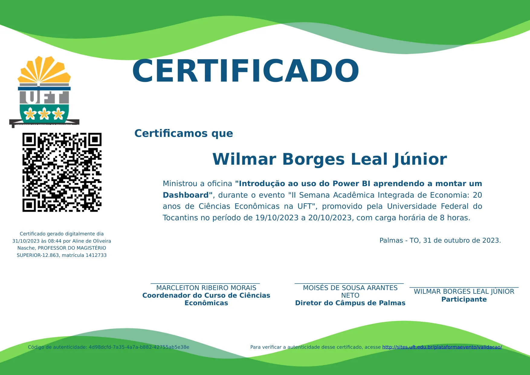 Oficina Introdução ao uso do Power BI aprendendo a montar um Dashboard de Wilmar Borges Leal Junior